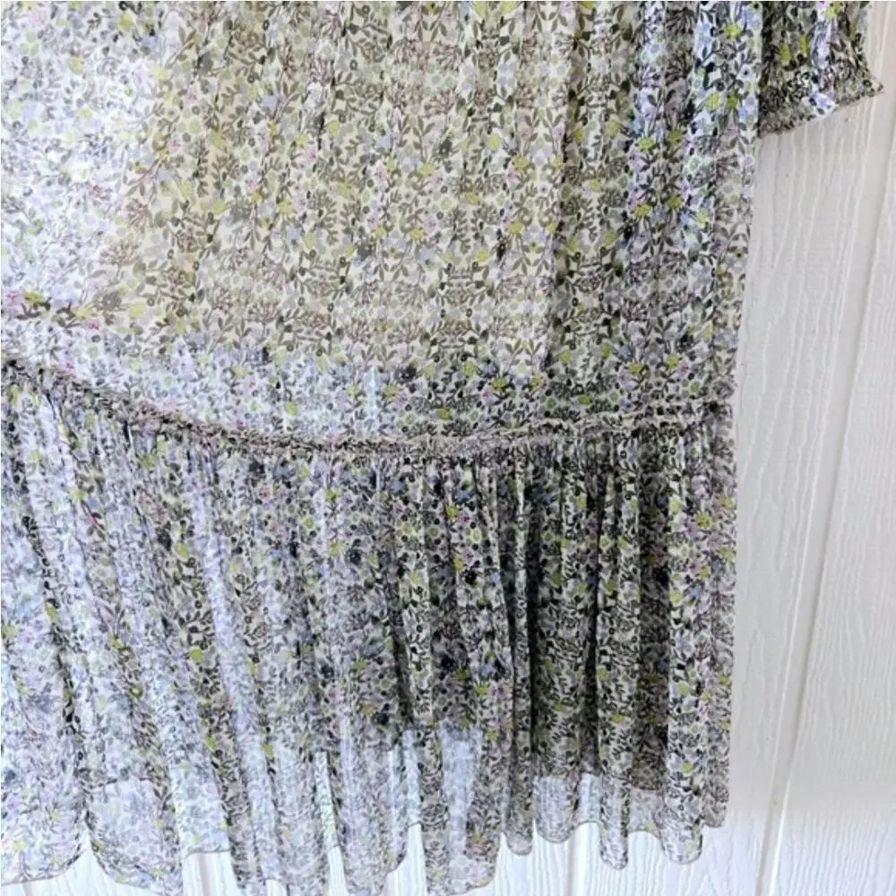 Free People Small Sheer Smocked Shoulder Midi Dress